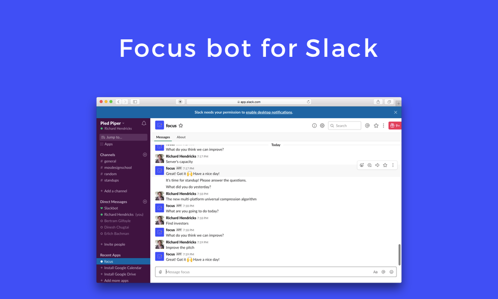 Focus bot for Slack